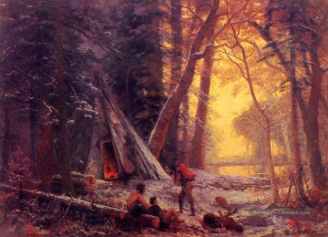 Chasseurs d’orignaux Camp Albert Bierstadt Peinture à l'huile
